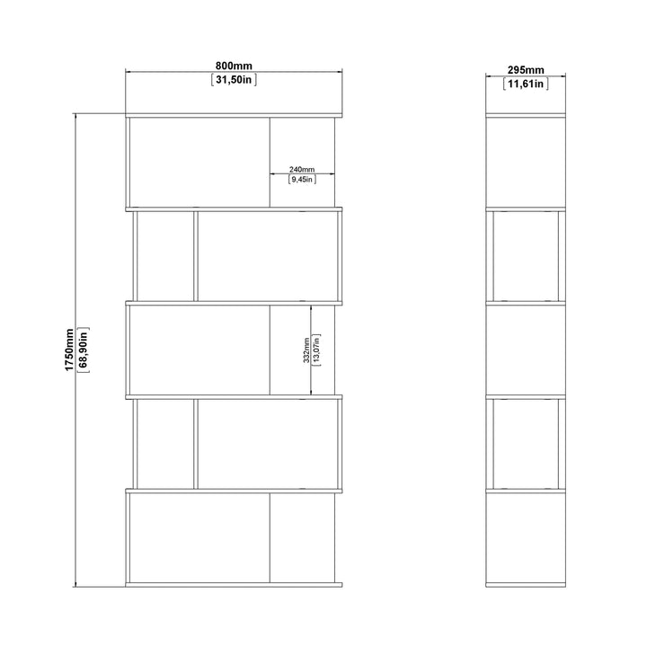 Maze Open Bookcase 4 Shelves in Concrete and White - TidySpaces