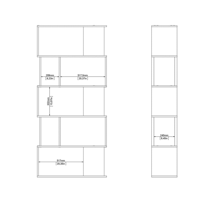 Maze Open Bookcase 4 Shelves in Concrete and White - TidySpaces