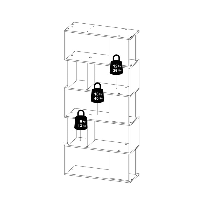Maze Open Bookcase 4 Shelves in Concrete and White - TidySpaces