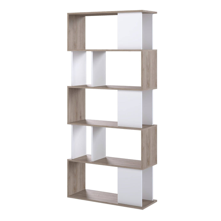 Maze Open Bookcase 4 Shelves in Jackson Hickory Oak and White - TidySpaces