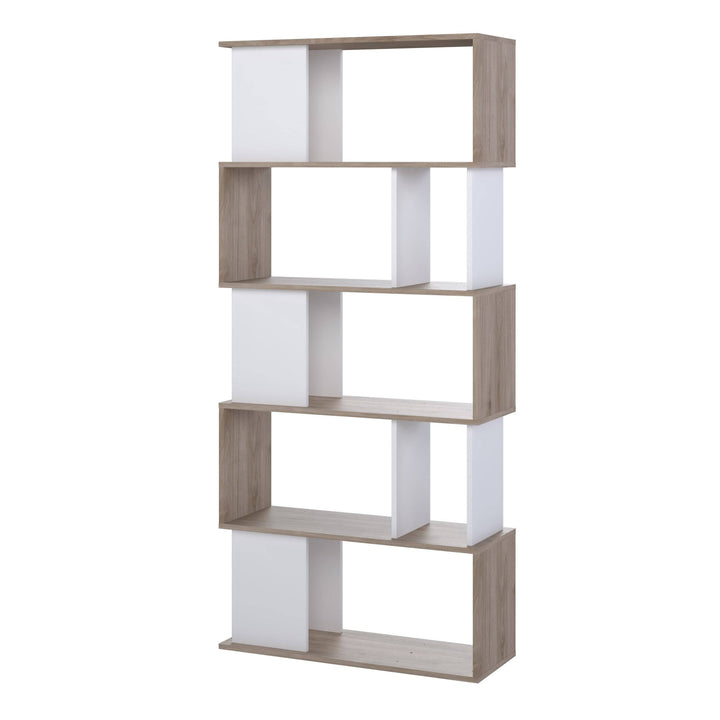 Maze Open Bookcase 4 Shelves in Jackson Hickory Oak and White - TidySpaces
