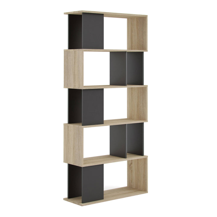 Maze Open Bookcase 4 Shelves in Oak and Black - TidySpaces
