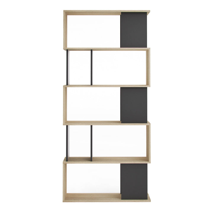 Maze Open Bookcase 4 Shelves in Oak and Black - TidySpaces