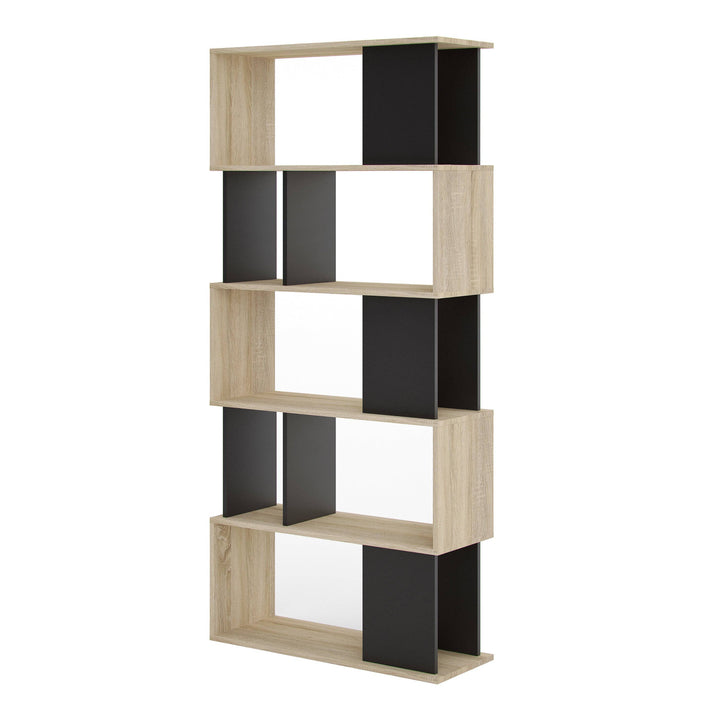 Maze Open Bookcase 4 Shelves in Oak and Black - TidySpaces