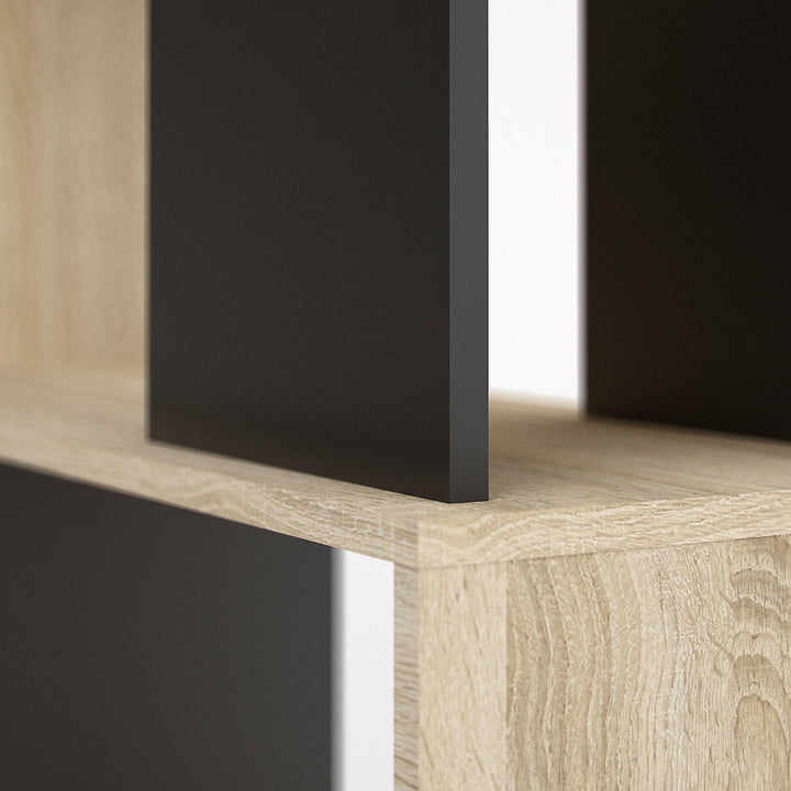 Maze Open Bookcase 4 Shelves in Oak and Black - TidySpaces