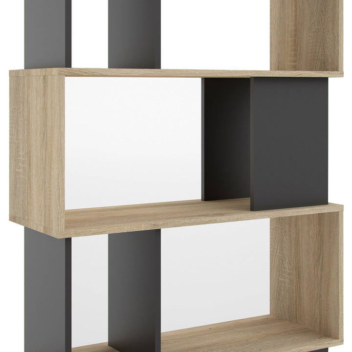 Maze Open Bookcase 4 Shelves in Oak and Black - TidySpaces