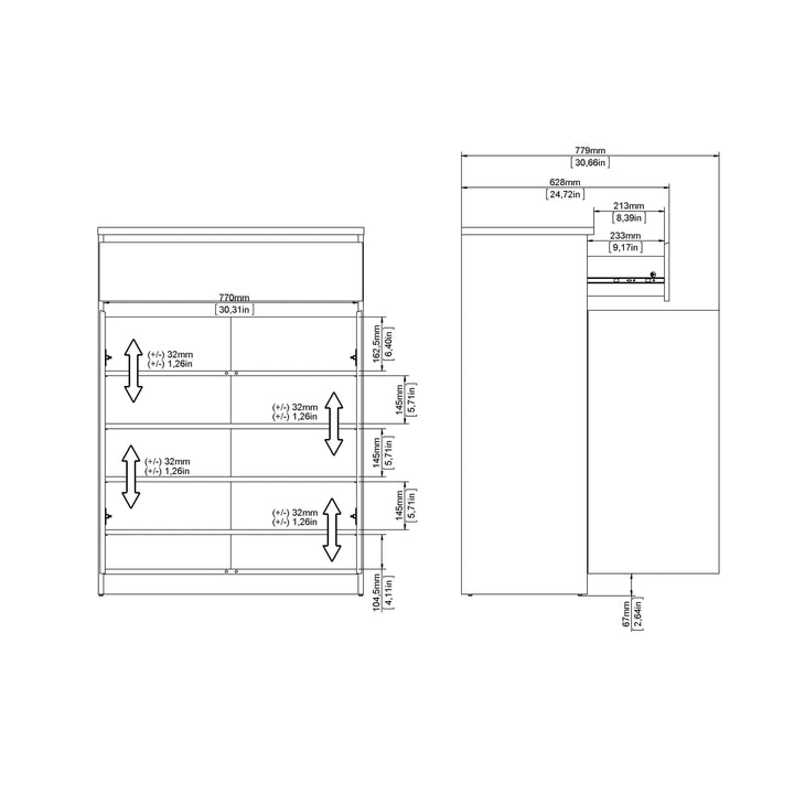 Naia Shoe Cabinet with 2 Doors +1 Drawer - TidySpaces