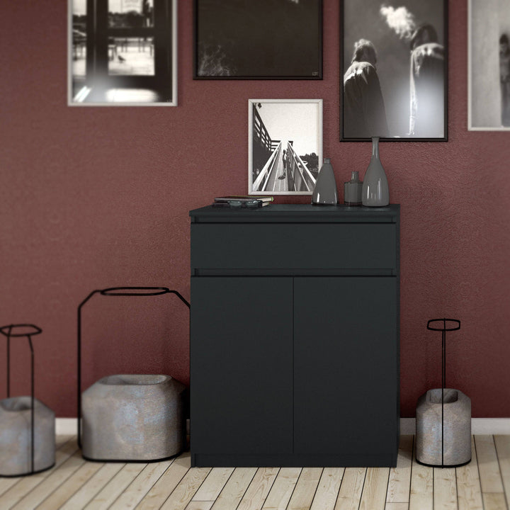Naia Sideboard - 1 Drawer 2 Doors in Black Matt - TidySpaces