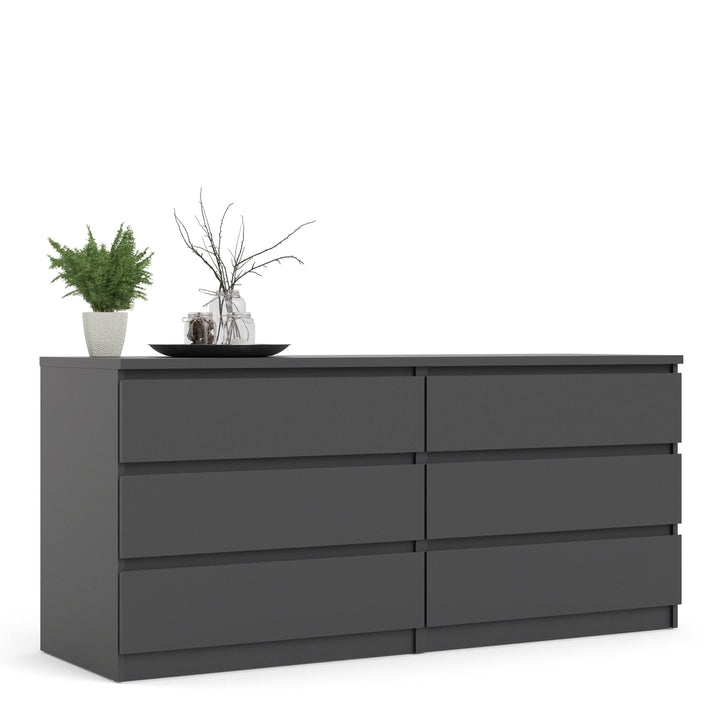 Naia Wide Chest of 6 Drawers (3+3) in Black Matt - TidySpaces