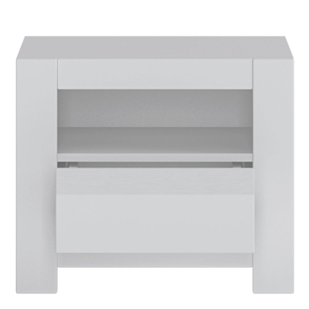 Novi 1 Drawer Bedside Table in Alpine White - TidySpaces