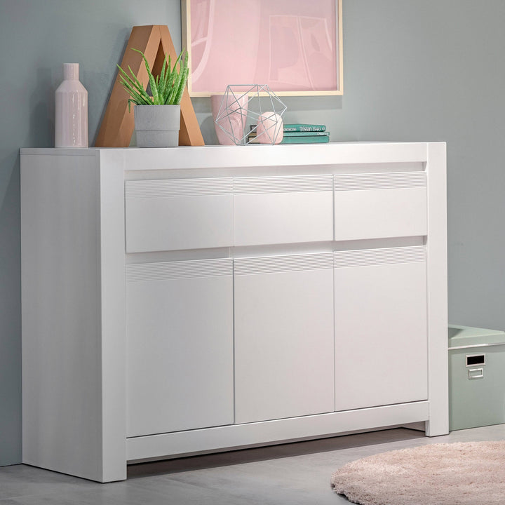 Novi 3 Door 3 Drawer Cabinet in Alpine White - TidySpaces