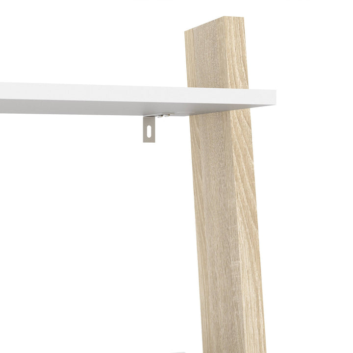 Oslo Leaning Bookcase 1 Drawer in White and Oak - TidySpaces