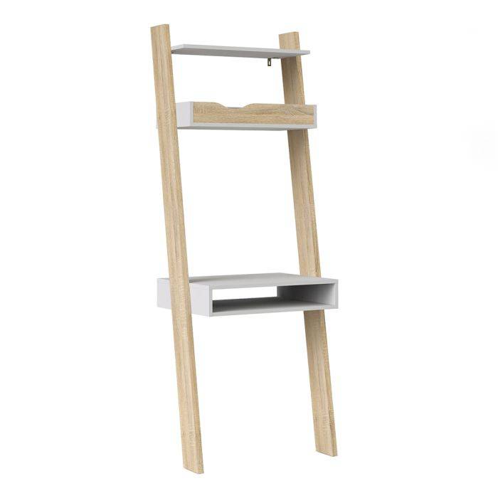 Oslo Leaning Desk in White and Oak - TidySpaces