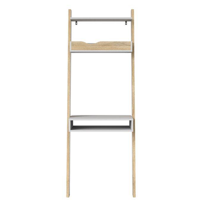 Oslo Leaning Desk in White and Oak - TidySpaces