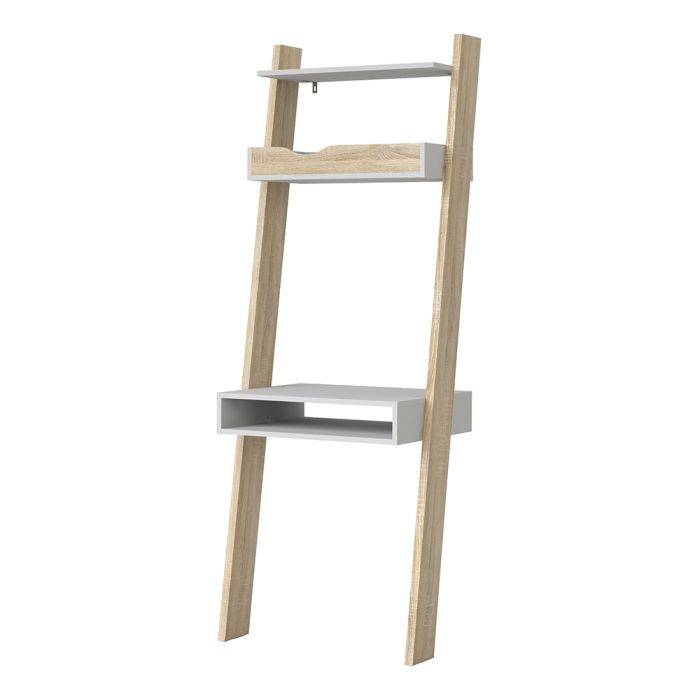 Oslo Leaning Desk in White and Oak - TidySpaces