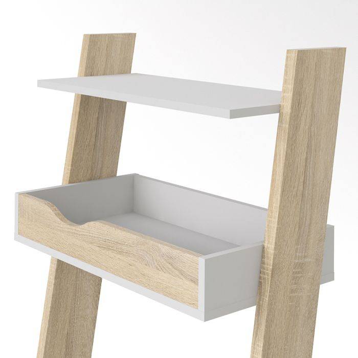 Oslo Leaning Desk in White and Oak - TidySpaces