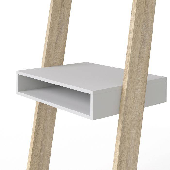 Oslo Leaning Desk in White and Oak - TidySpaces