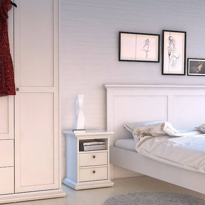 Paris Bedside 2 Drawers in White - TidySpaces