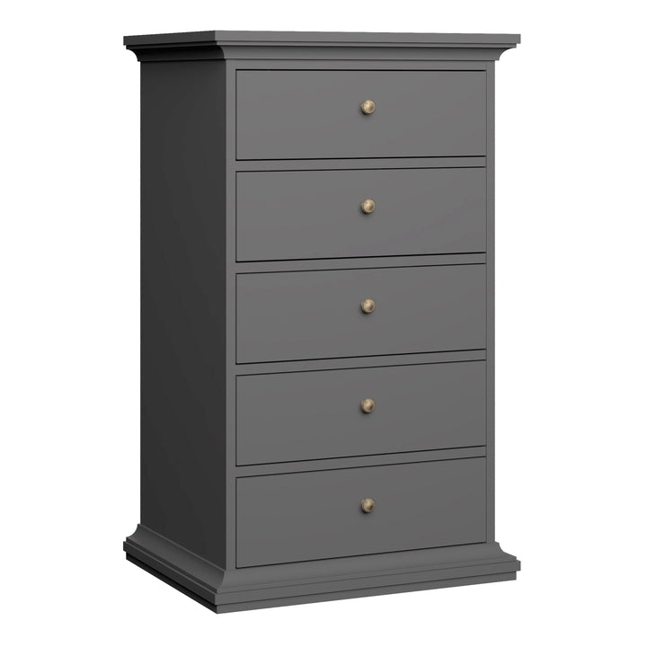 Paris Chest 5 drawers in Matt Grey - TidySpaces