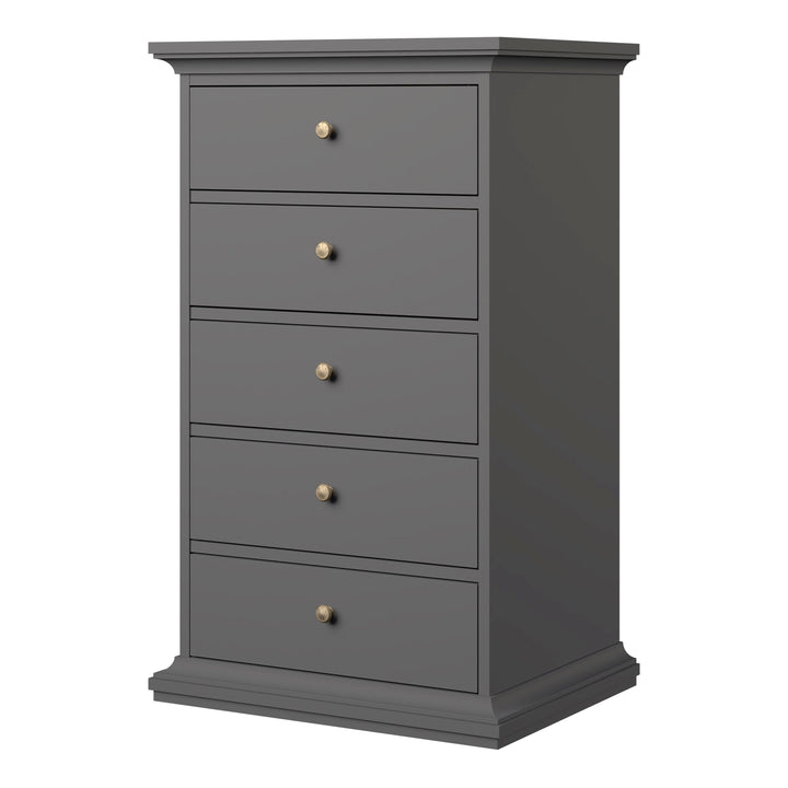 Paris Chest 5 drawers in Matt Grey - TidySpaces