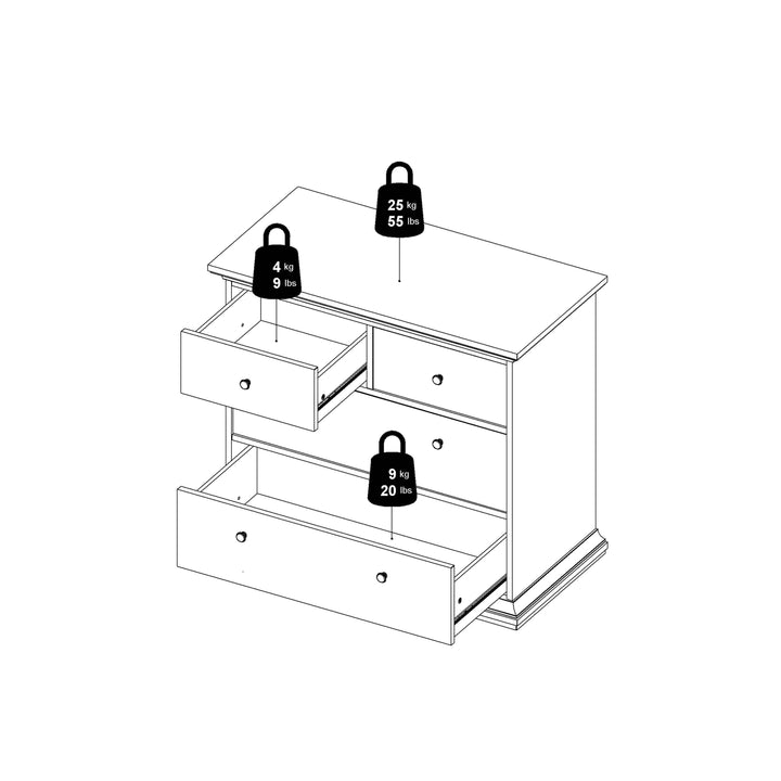 Paris Chest of 4 Drawers in White - TidySpaces