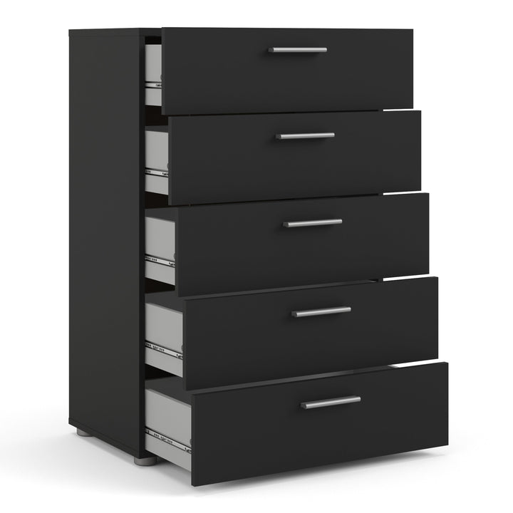 Pepe Chest of 5 Drawers in Black - TidySpaces
