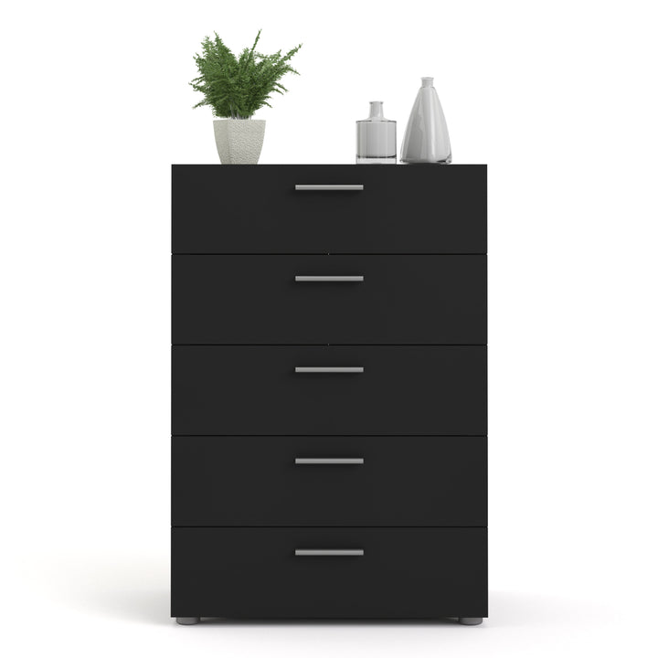 Pepe Chest of 5 Drawers in Black - TidySpaces