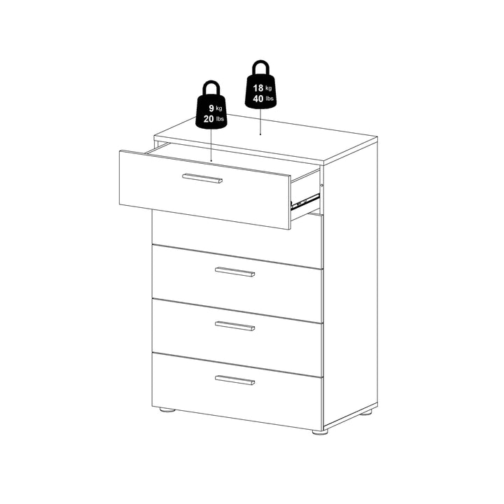 Pepe Chest of 5 Drawers in Black - TidySpaces