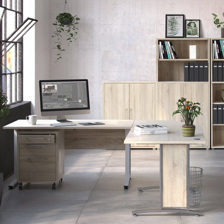 Prima Bookcase 2 Shelves with 2 Doors in Oak - TidySpaces