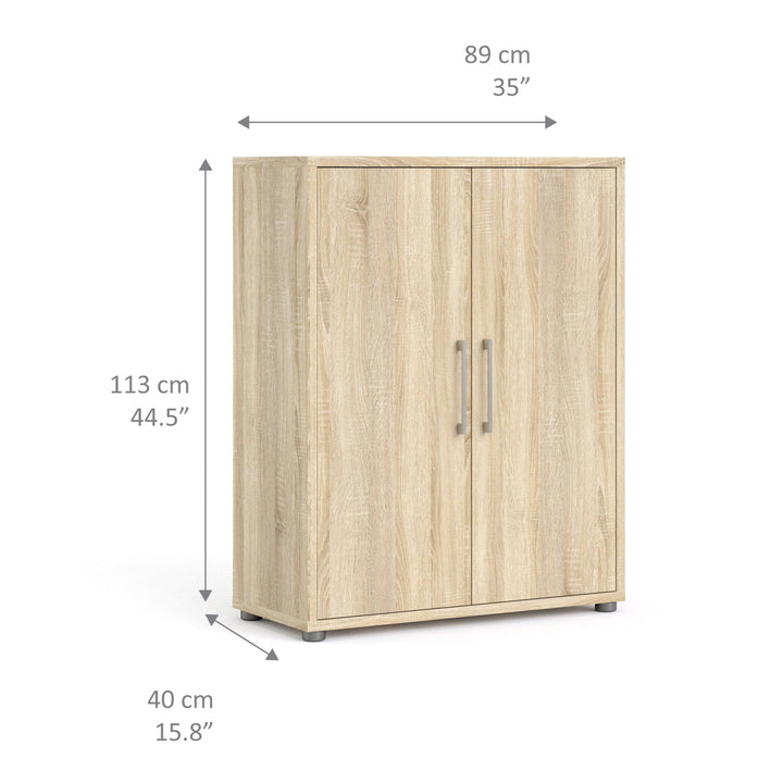 Prima Bookcase 2 Shelves with 2 Doors in Oak - TidySpaces