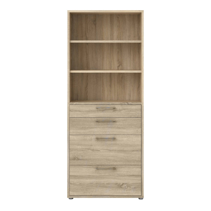 Prima Bookcase 2 Shelves With 2 Drawers + 2 File Drawers In Oak - TidySpaces