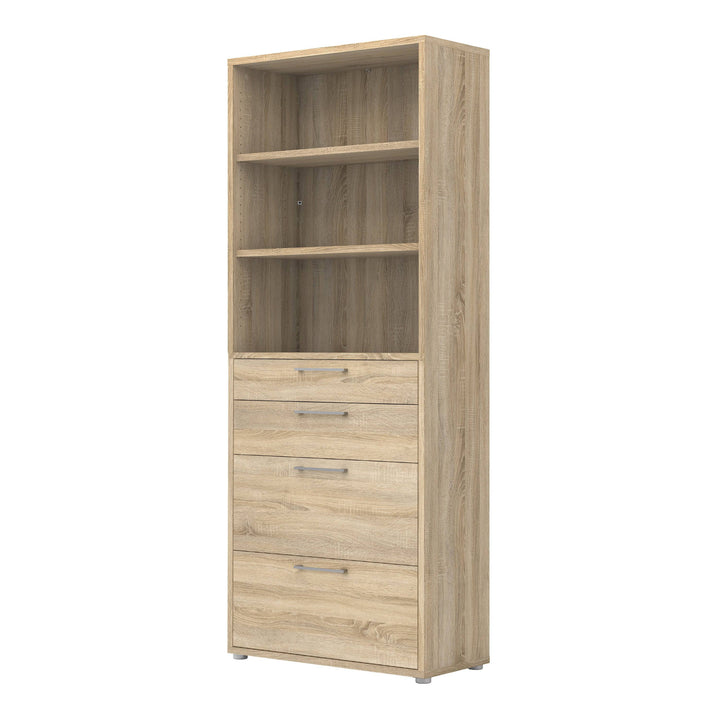 Prima Bookcase 2 Shelves With 2 Drawers + 2 File Drawers In Oak - TidySpaces