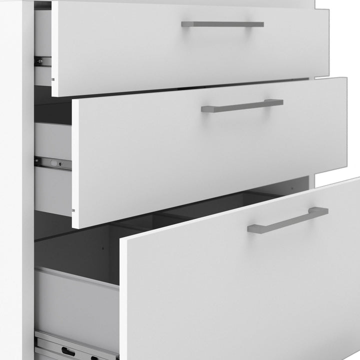 Prima Bookcase 2 Shelves With 2 Drawers + 2 File Drawers In White - TidySpaces