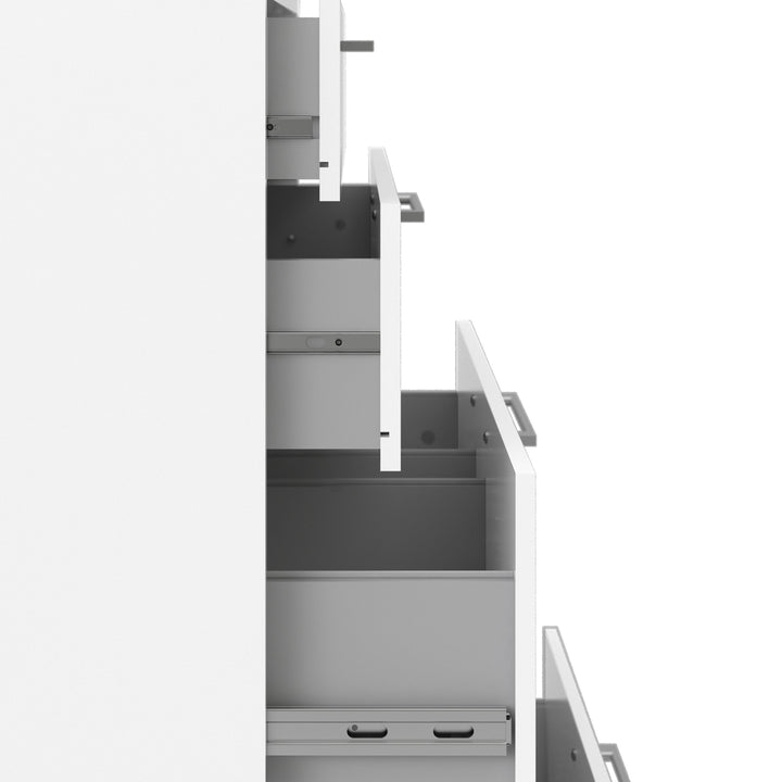 Prima Bookcase 2 Shelves With 2 Drawers + 2 File Drawers In White - TidySpaces