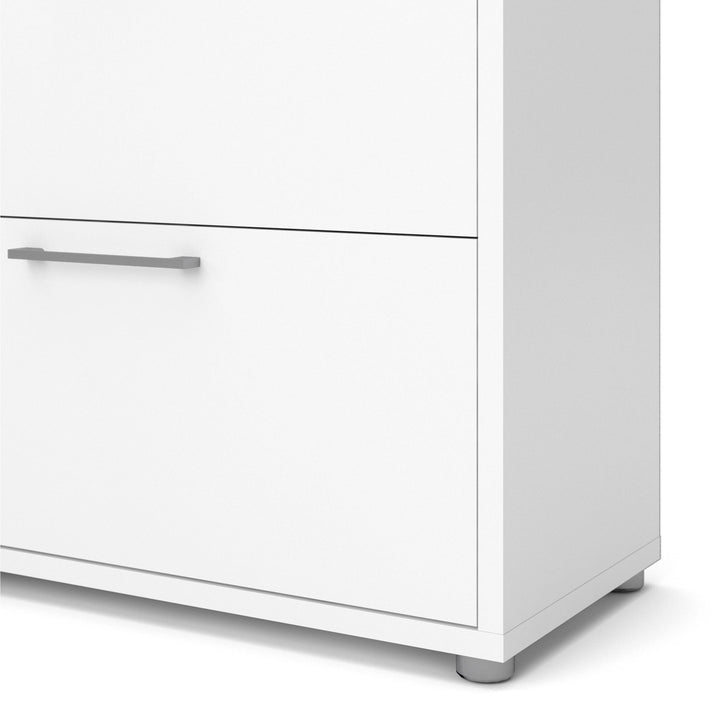 Prima Bookcase 2 Shelves With 2 Drawers + 2 File Drawers In White - TidySpaces