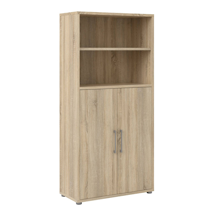 Prima Bookcase 3 Shelves with 2 Doors in Oak - TidySpaces