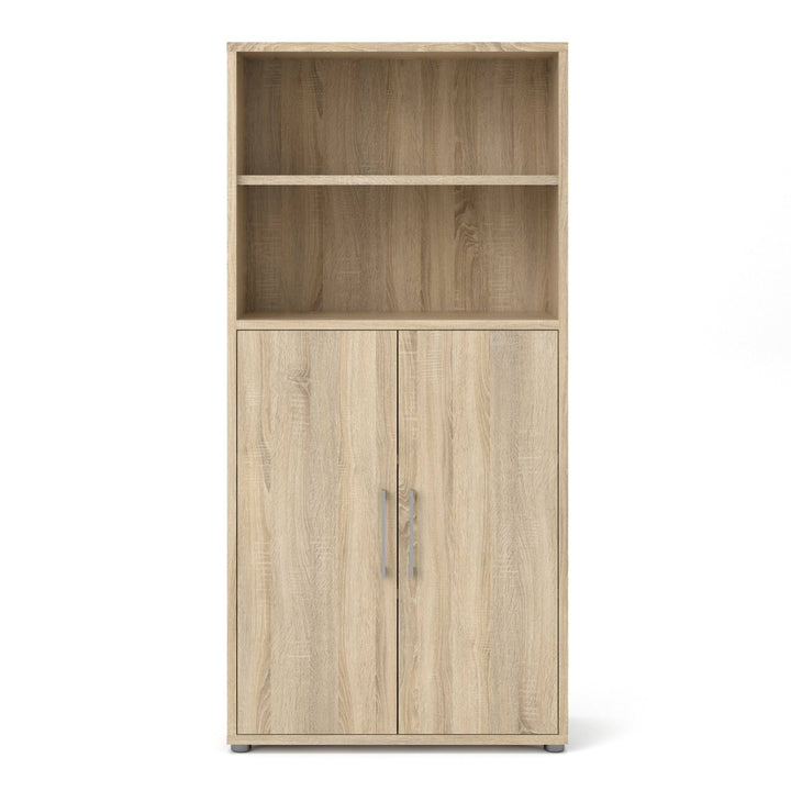Prima Bookcase 3 Shelves with 2 Doors in Oak - TidySpaces