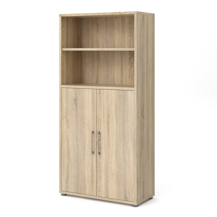Prima Bookcase 3 Shelves with 2 Doors in Oak - TidySpaces