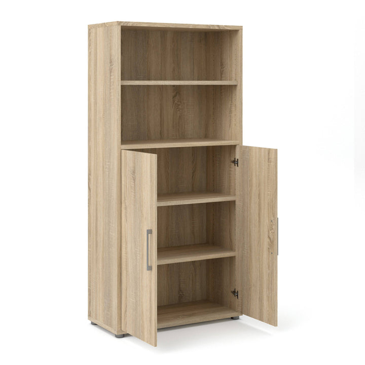 Prima Bookcase 3 Shelves with 2 Doors in Oak - TidySpaces