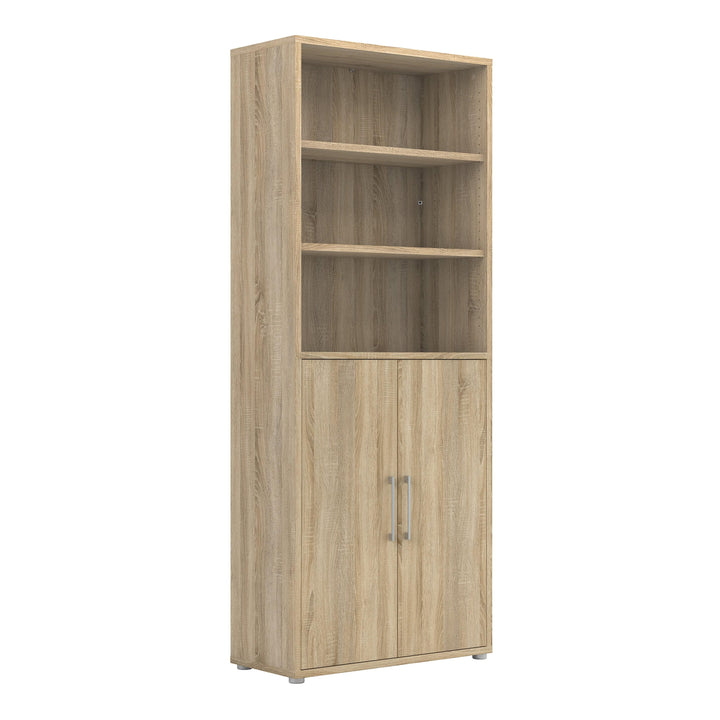 Prima Bookcase 4 Shelves with 2 Doors in Oak - TidySpaces