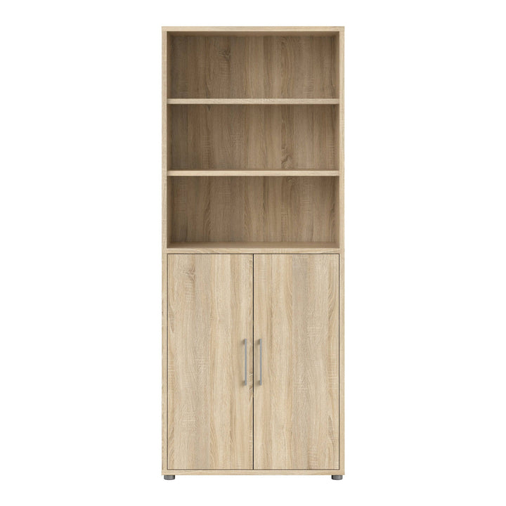 Prima Bookcase 4 Shelves with 2 Doors in Oak - TidySpaces