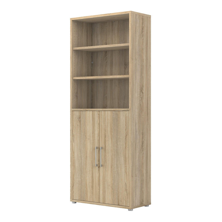 Prima Bookcase 4 Shelves with 2 Doors in Oak - TidySpaces