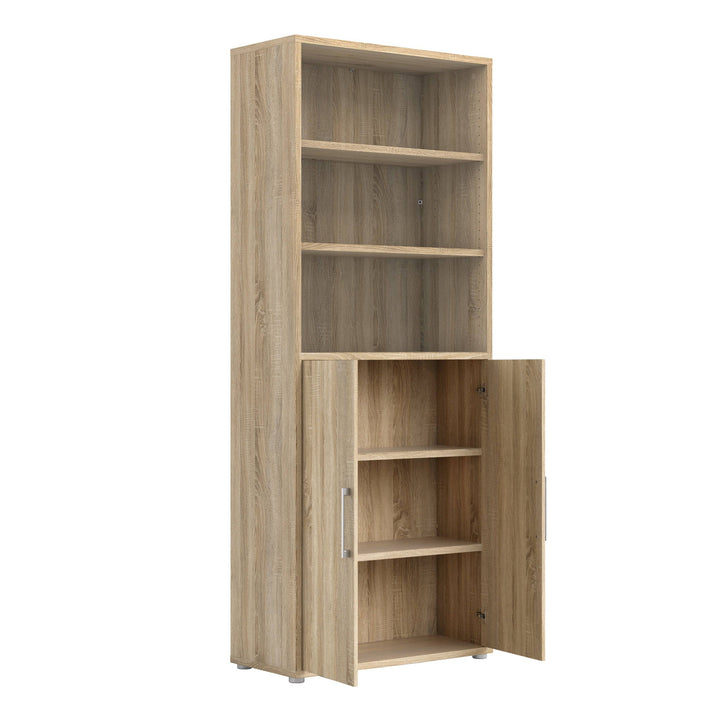 Prima Bookcase 4 Shelves with 2 Doors in Oak - TidySpaces