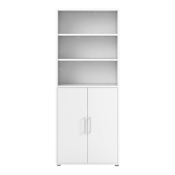Prima Bookcase 4 Shelves with 2 Doors in White - TidySpaces