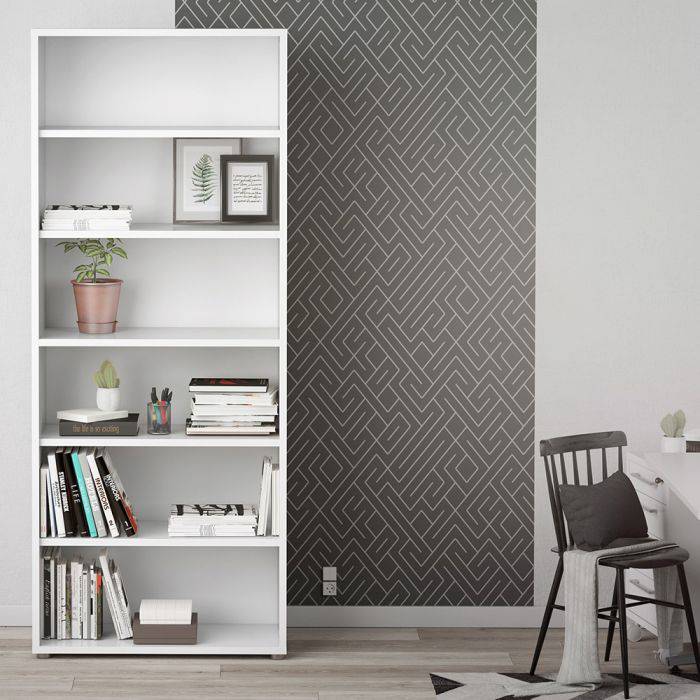 Prima Bookcase 5 Shelves in White - TidySpaces