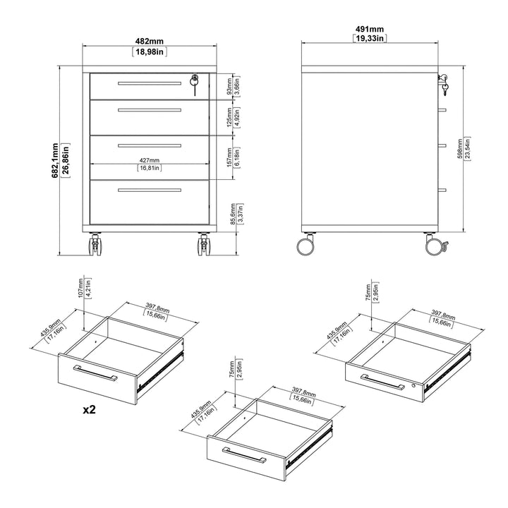 Prima Mobile cabinet in White - TidySpaces