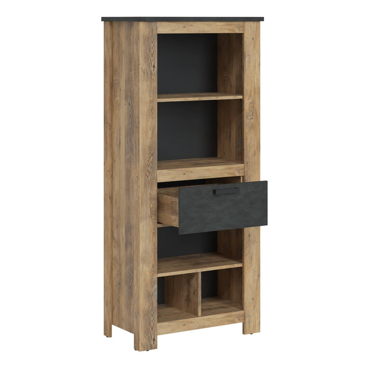 Rapallo 1 drawer bookcase in Chestnut and Matera Grey - TidySpaces