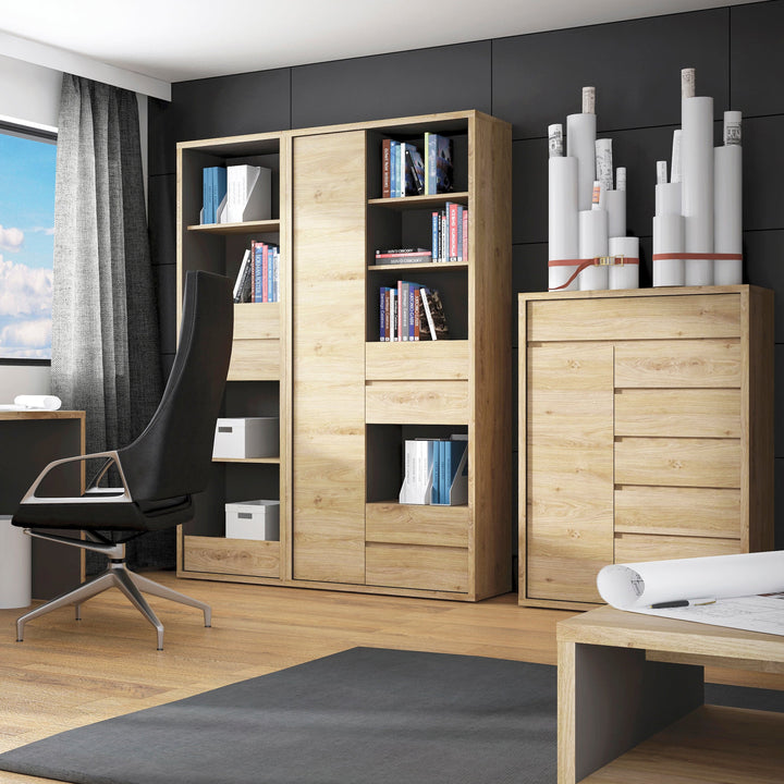 Shetland Tall wide 1 door 4 drawer bookcase - TidySpaces