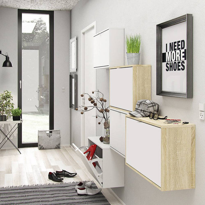 Shoes Shoe cabinet w. 2 tilting doors and 1 layer in White - TidySpaces