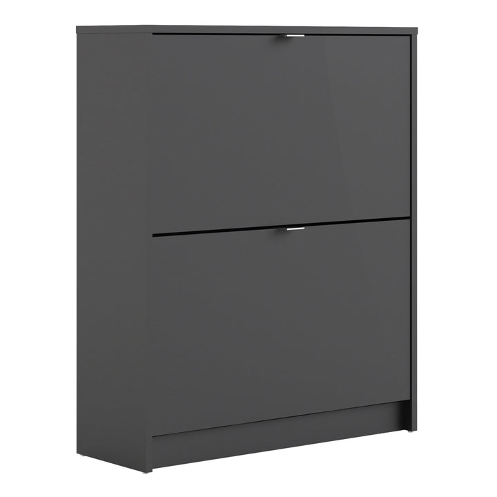Shoes Shoe cabinet w. 2 tilting doors and 2 layers in Matt Black - TidySpaces
